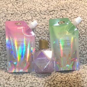 Global Beauty Care Rose Quartz Body Milk, Jade Body Glaze & Amethyst Body Oil